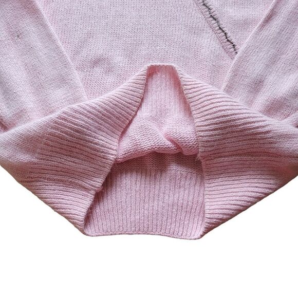 Vintage Coquette Fluffy Fuzzy Angora Rabbit & Silk Beaded Sweater Size Large - Picture 6 of 9